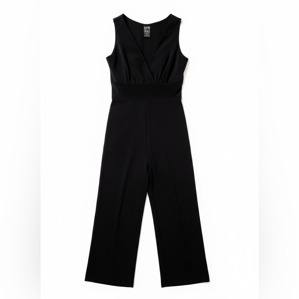 CLARA SUNWOO Classic Black V-Neck Jumpsuit